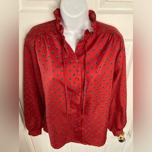 Vintage 80's Judy Bond Red Dress Shirt